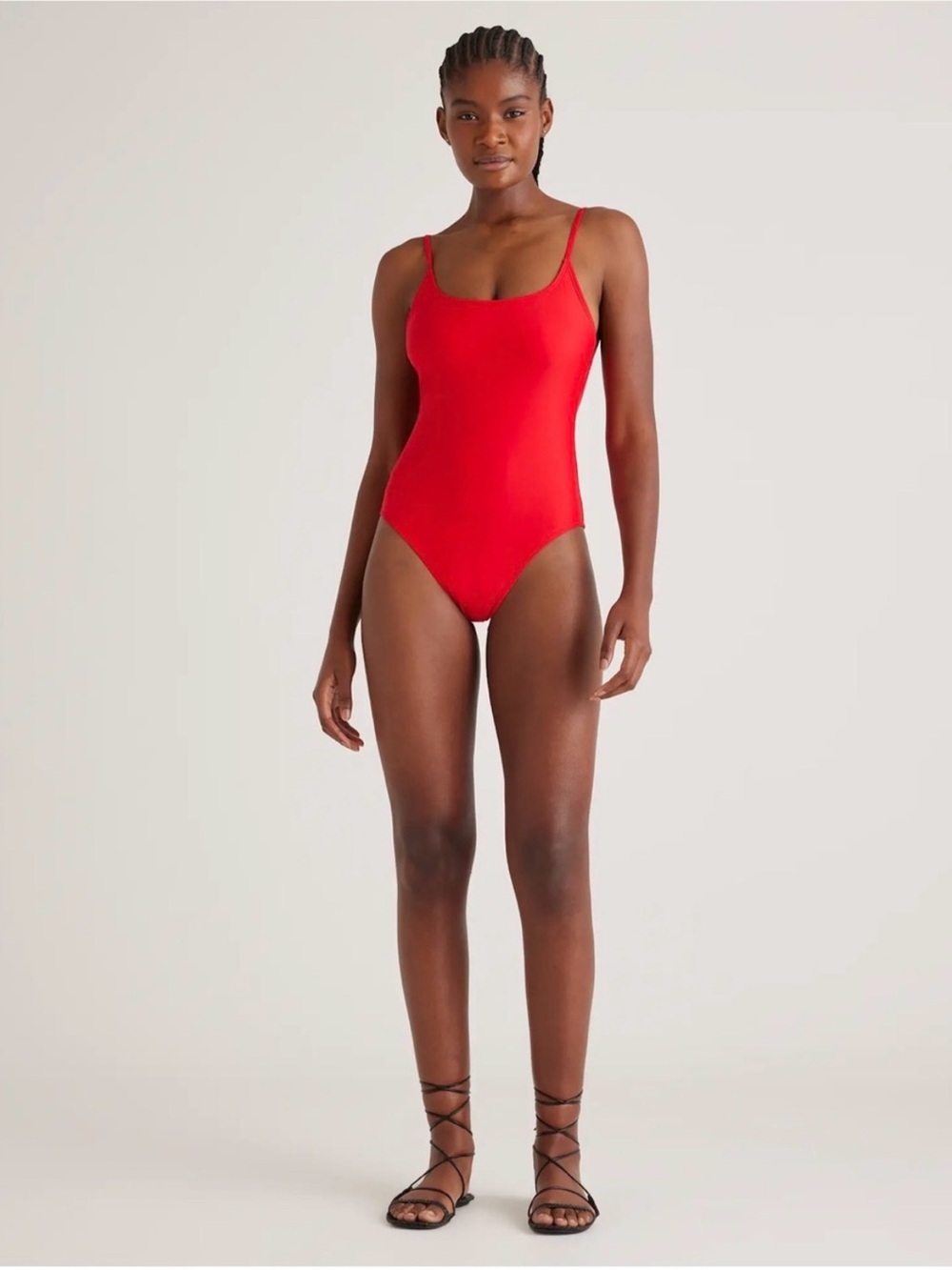 New Quince Italian Cami One-Piece Swimsuit in Cherry Size S